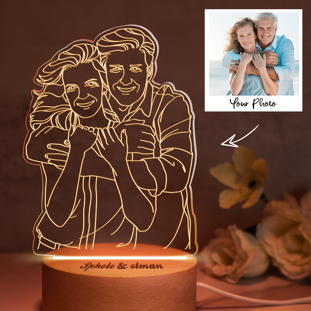 Personalized 3D Photo Nightlight Engraved Text Lamp Gifts For Mom