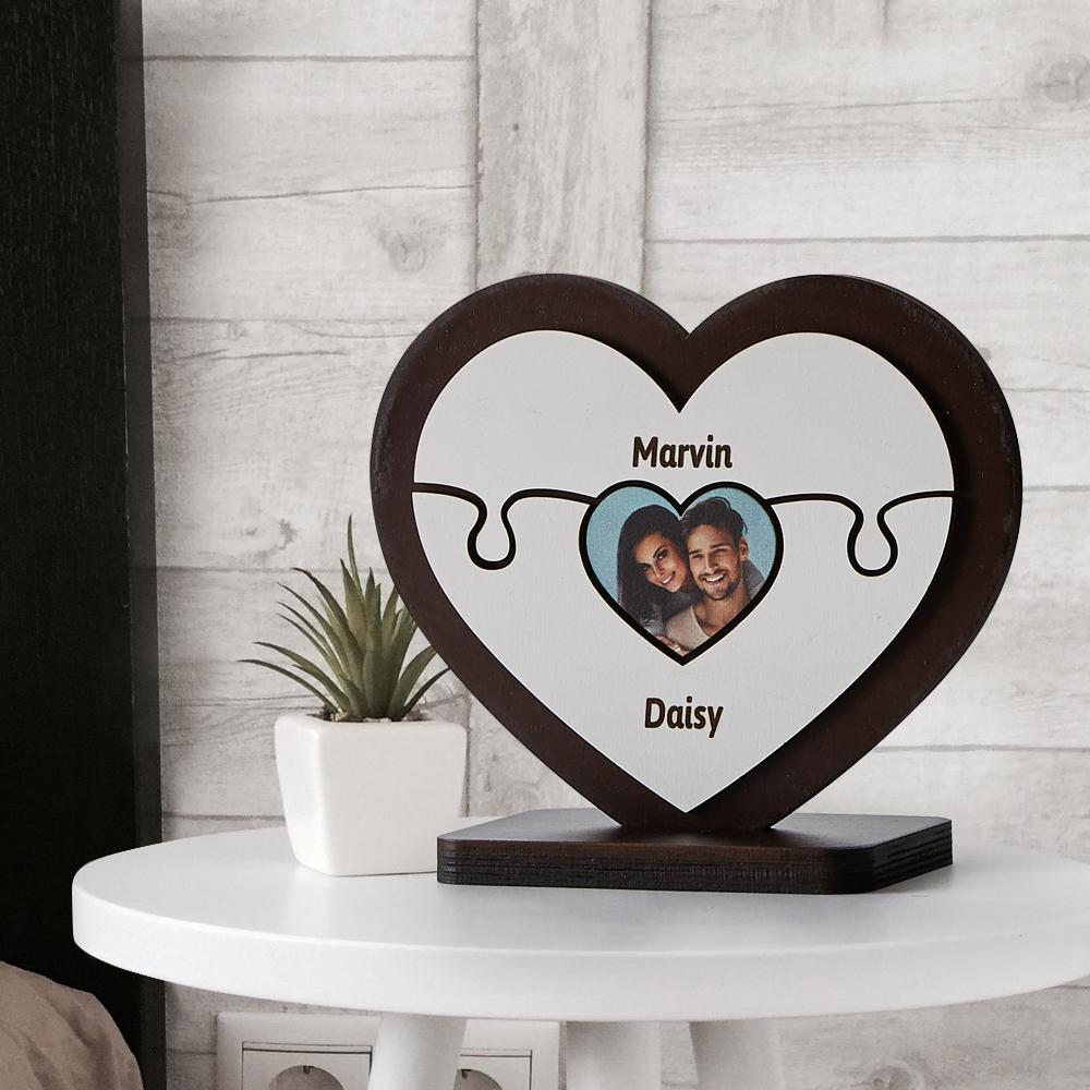 Gift for Father Personalised Heart Wooden Table Frame