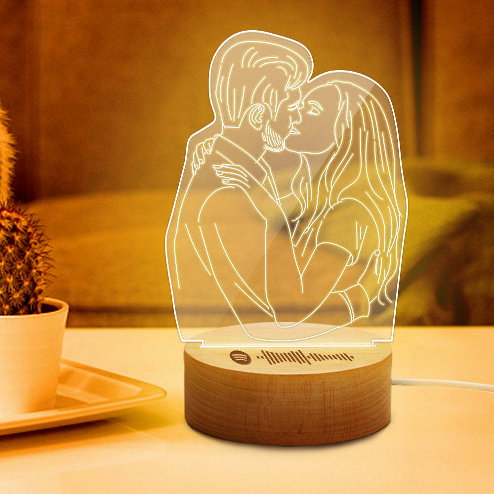 Custom Spotify Code 3D Photo Lamp Anniversary Gifts Personalized Night Light