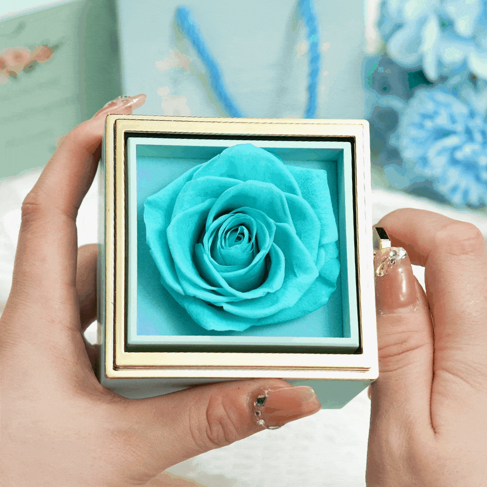 Multicolor Rotating Eternal Flower Box Creative Ring Pendant Jewelry Rose Box Valentine's Day Gift