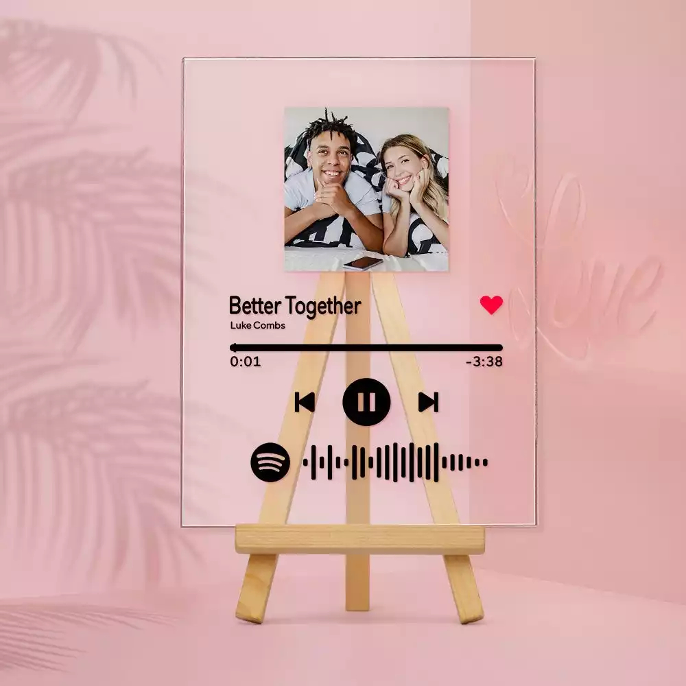 Spotify Glass – Custom Spotify Code Music Board mit Holzständer