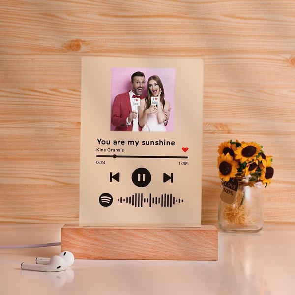 Cadeau pour papa Cadeaux pour elle Plaque de Musique Spotify Code Pers -  LampeLunePhoto