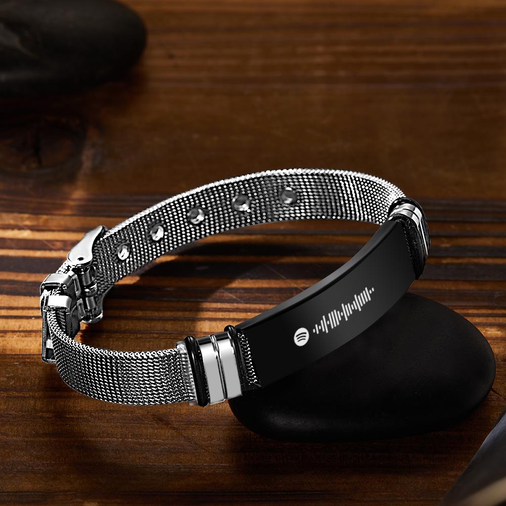 Scannable Spotify Code Bracelet Men's Bracelet Custom Spotify Code Bracelet Stainless Steel Gifts for Him