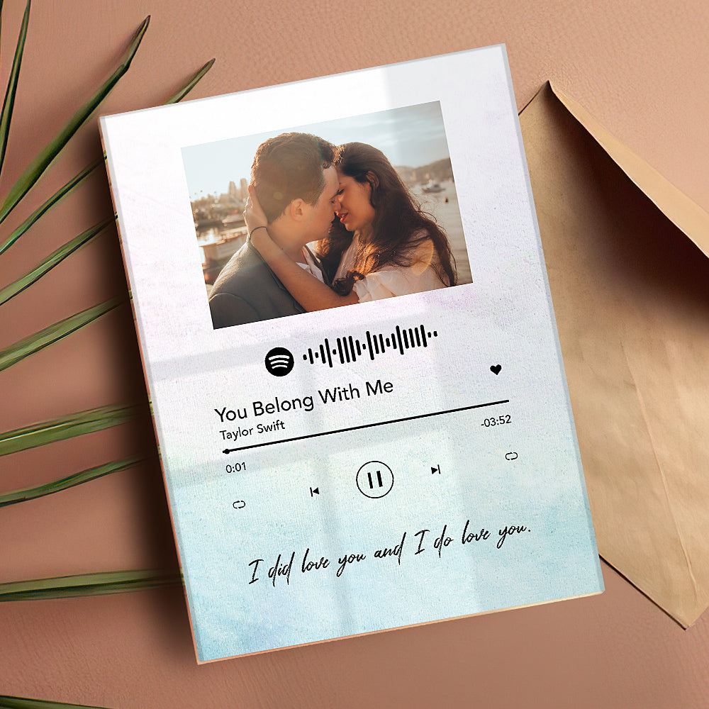 Verre Spotify Personnalisé, Plaque Spotify Personnalisée Chanson Acrylique Personnalisée Avec Photo Plaque De Chanson Personnalisée Code Spotify Scannable