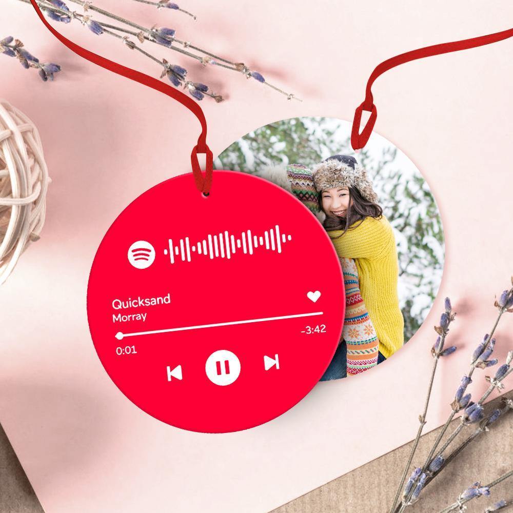 Décoration de Noël Scannable Spotify Code Ornements Photo Pendaison Ornement Gravé Douane La musique Chanson Ornement Rose
