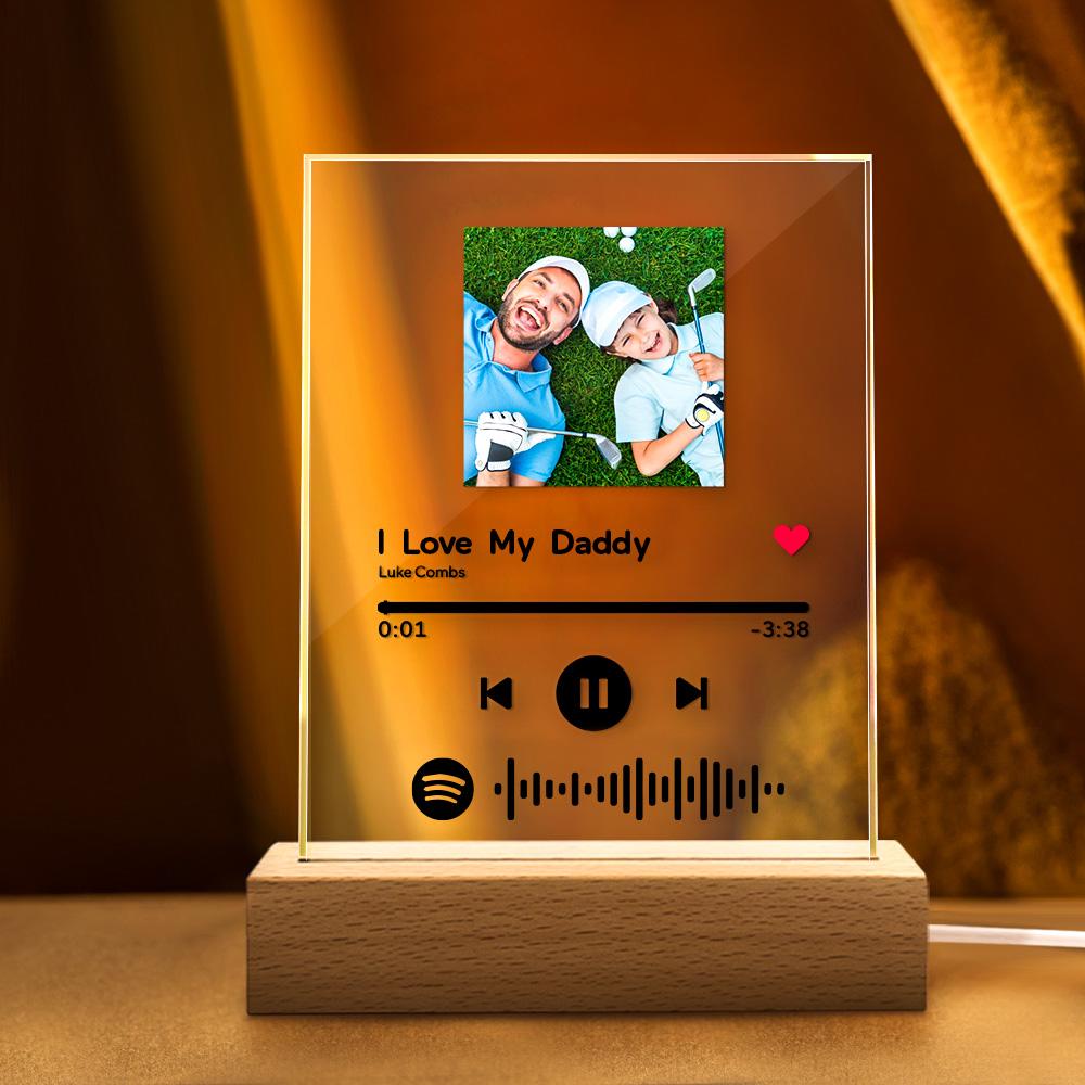 Ensemble De Plaque En Verre Acrylique De Musique De Code Spotify Personnalisée/porte-clés/veilleuse Nouveaux Cadeaux De Papa