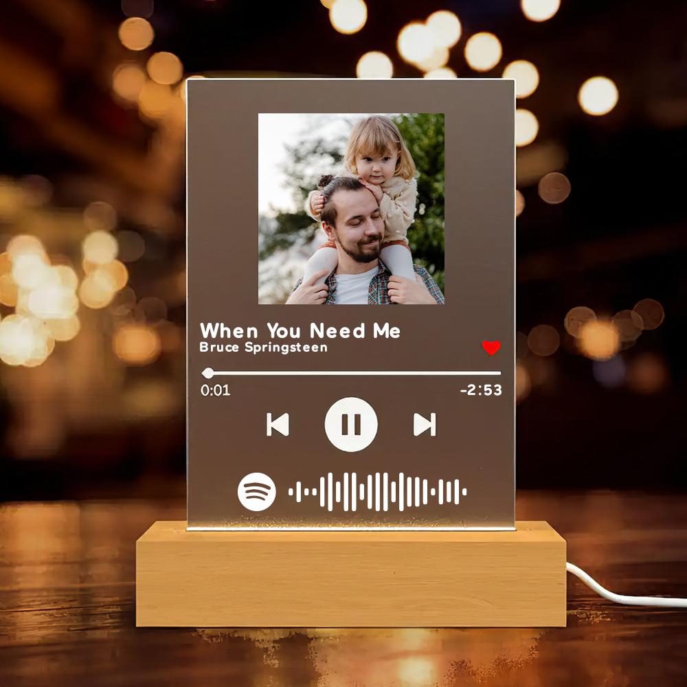 Cadeau personnalisé pour le père Numérisable Personnalisé Spotify Code Musique Plaque En Verre Acrylique/porte-clés/veilleuse Nouveau Papa Cadeaux
