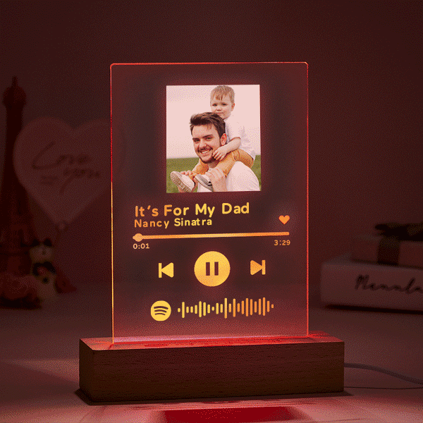 Cadeau Fête Des Pères Personnalisé Scannable Spotify Code Musique Plaque En Verre Acrylique/Porte-Clés/Cadeau Veilleuse Pour Papa