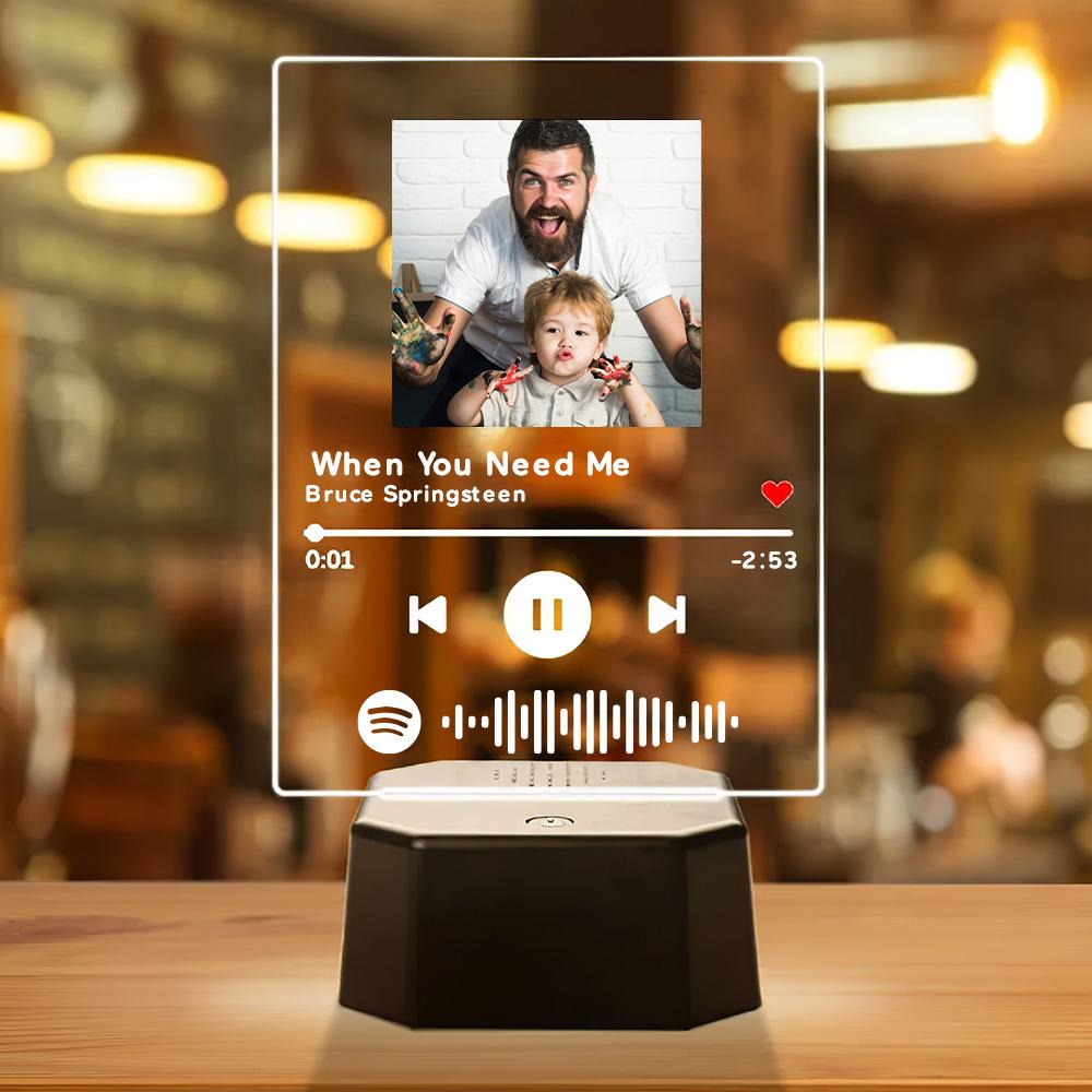Cadeau Pour Le Père Numérisable Personnalisé Spotify Code Musique Plaque En Verre Acrylique/porte-clés/veilleuse Nouveau Papa Cadeaux
