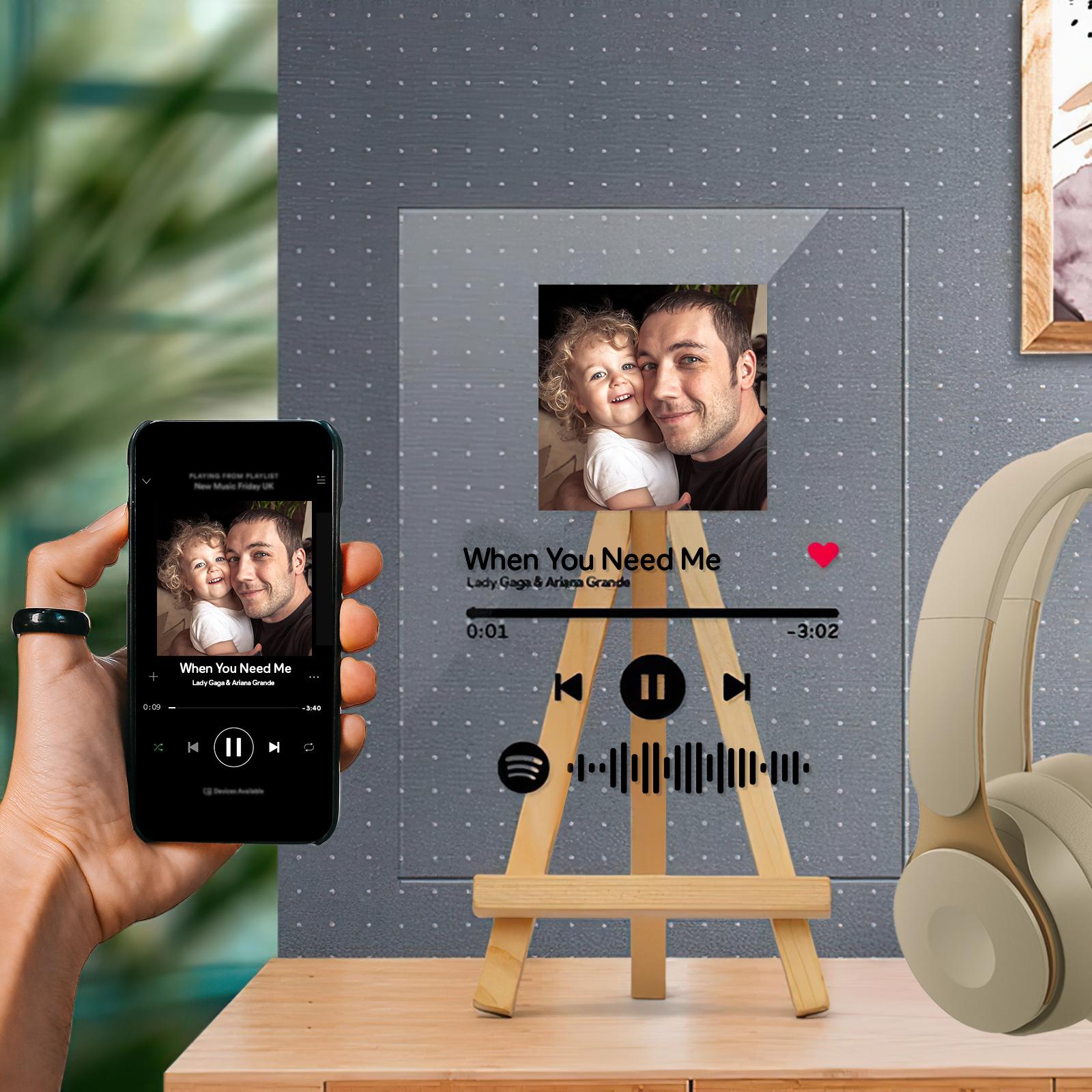 Cadeaux De Papa Pour La Première Fois Plaque De Musique Personnalisée Avec Code Spotify Avec Support En Bois Nouveaux Cadeaux De Papa