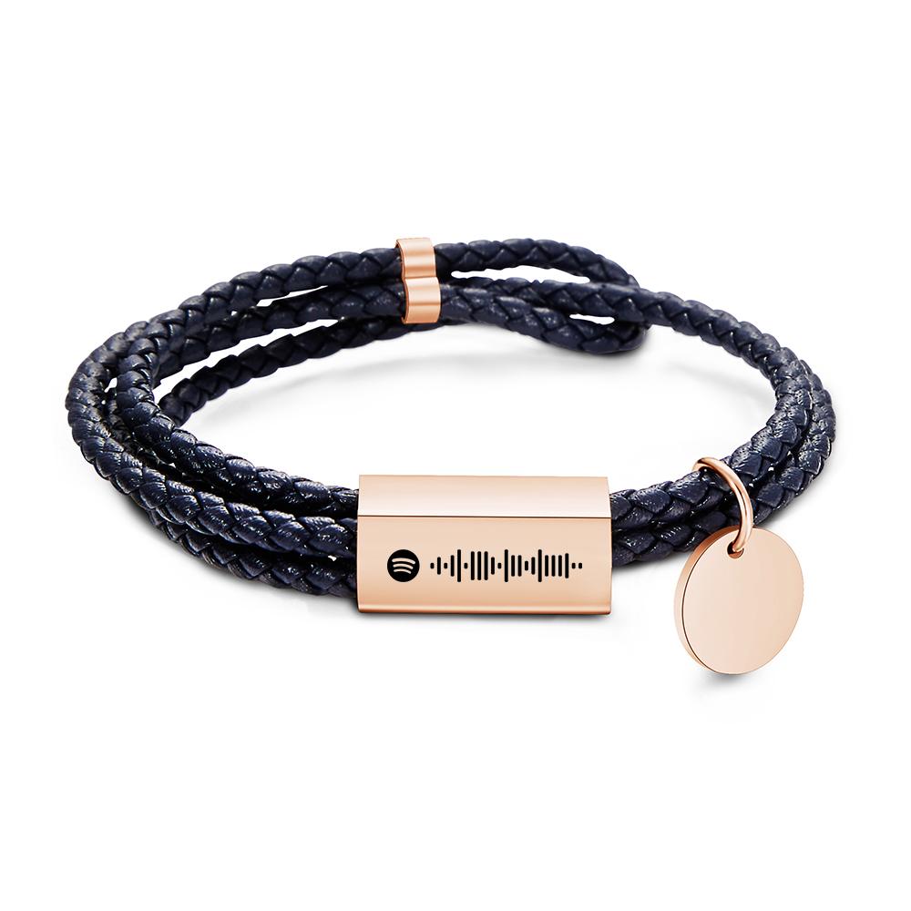 Custom Man's Braclet Spotify Code Personalised Engraved Bracelet Gift For Him