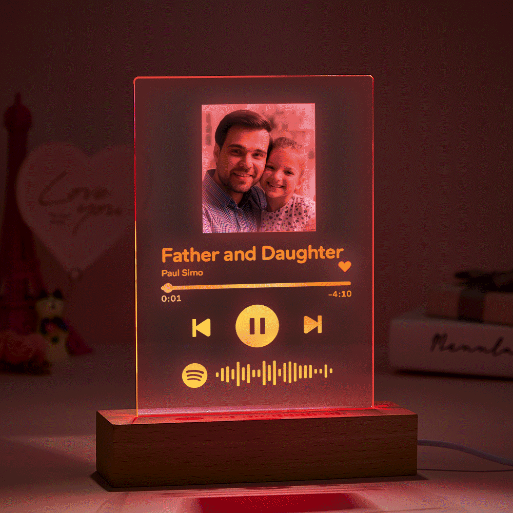 Cadeau Fête Des Pères Personnalisé Scannable Spotify Code Musique Plaque En Verre Acrylique/Porte-Clés/Cadeau Veilleuse Pour Papa
