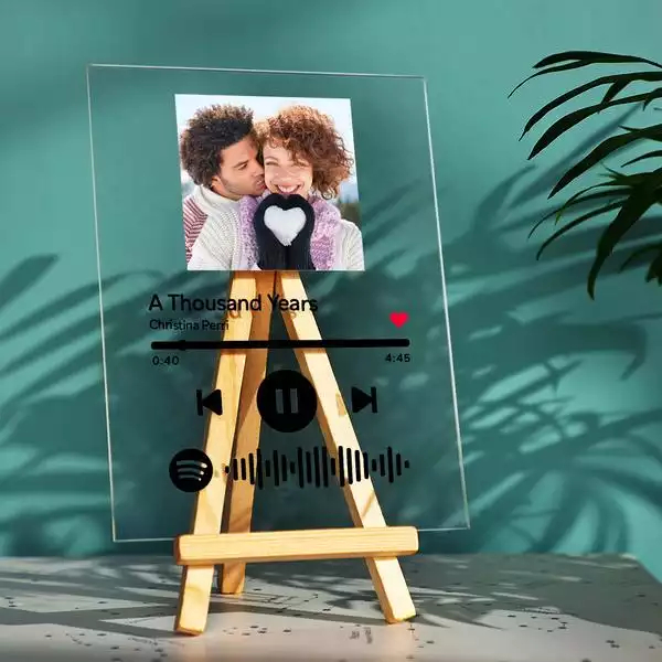 Wucidici Targa Musicale Personalizzata In Acrilico | Cornice Con Foto E QR Code | Luce Notturna LED A 7 Colori | Regalo Coppia