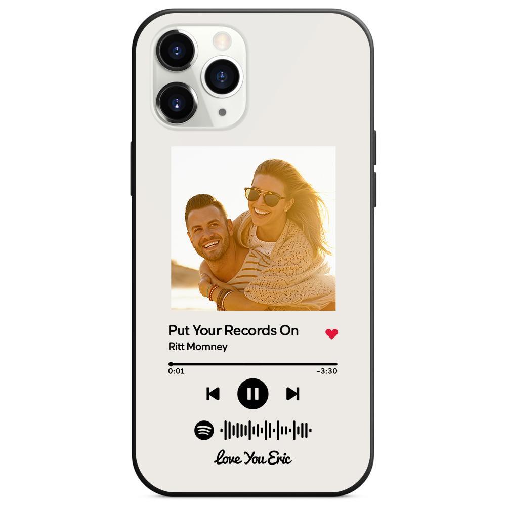 Cover personalizzata per iPhone Spotify Code Music con testo - bianca