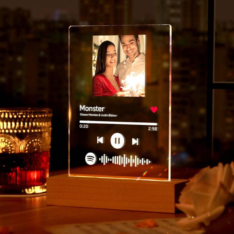 Targa in vetro personalizzata Spotify/portachiavi/luce notturna