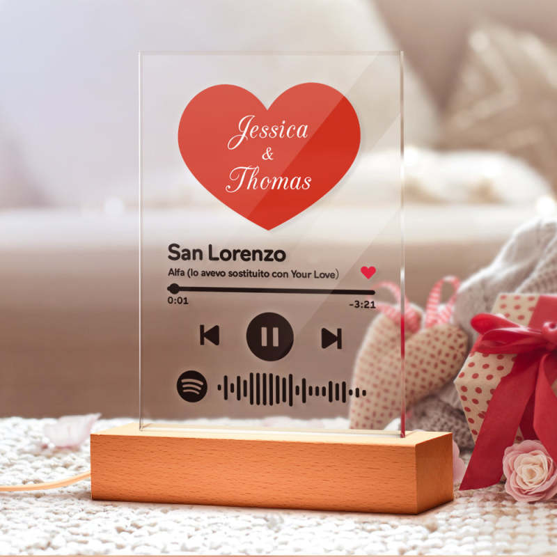 Regalo di San Valentino Codice Spotify Personalizzato Foto Luce Notturna  Specchio Musica Regalo per Lei/lui