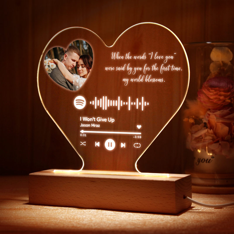 Regalo di San Valentino Codice Spotify Personalizzato Foto Luce Notturna  Specchio Musica Regalo per Lei/lui