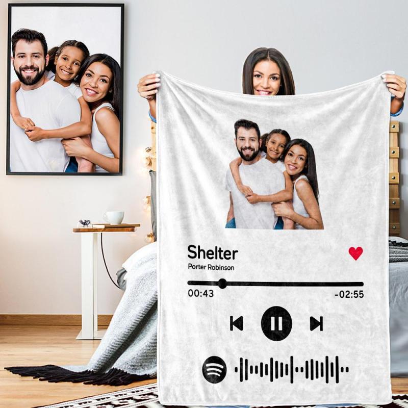 Personalizza la tua canzone preferita Coperte con codice Spotify Coperte  con foto di famiglia