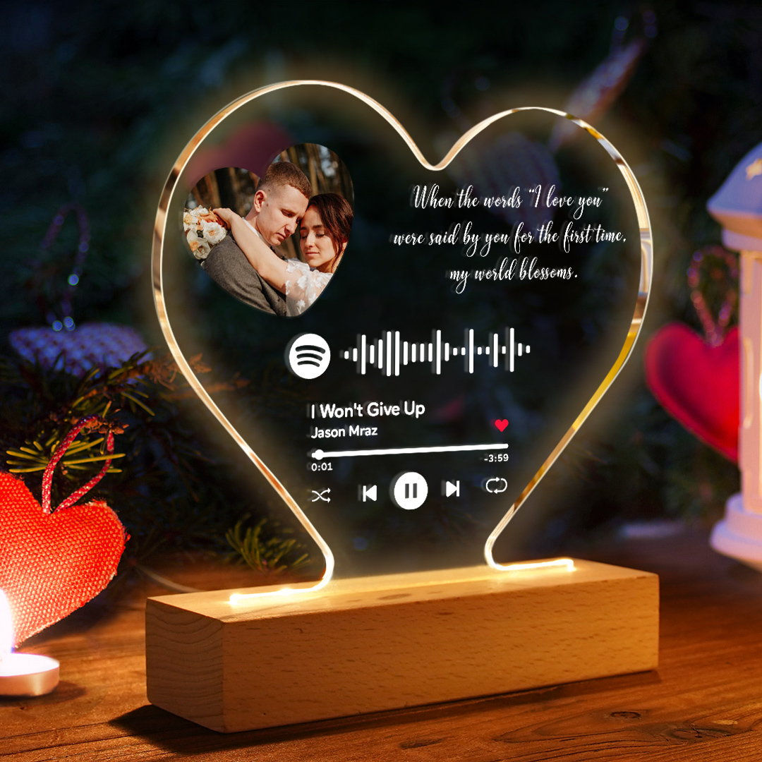Targa con codice Spotify a forma di cuore personalizzata Targa con testo  inciso con luce notturna Il miglior regalo per lei
