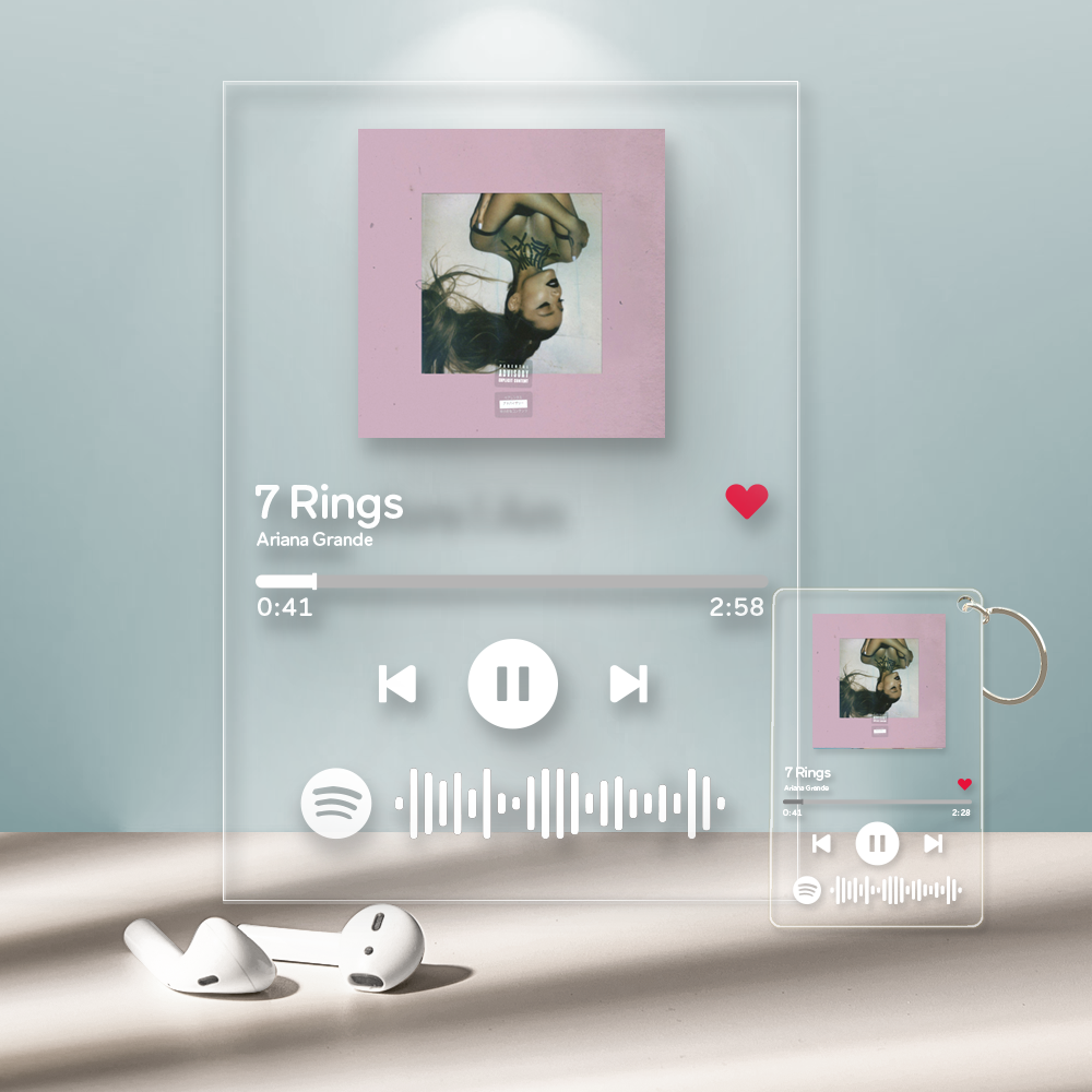 Vetro Spotify - Targa musicale personalizzata con codice Spotify(12cm x 16cm)  Con lo stesso portachiavi gratuito(5.4cm x 8.6cm)