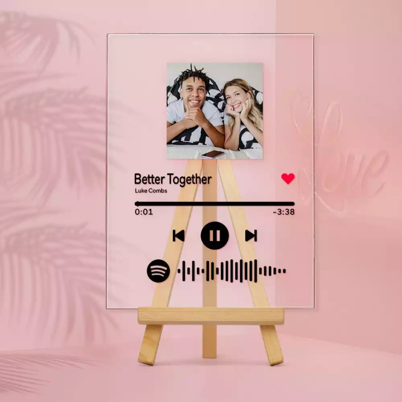 Targa musicale personalizzata con codice Spotify con supporto in legno
