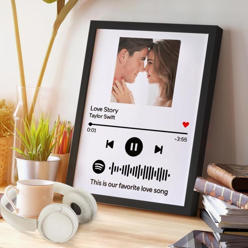 Personalizzato Spotify Code Music Cornice in legno dipinto con testo-b