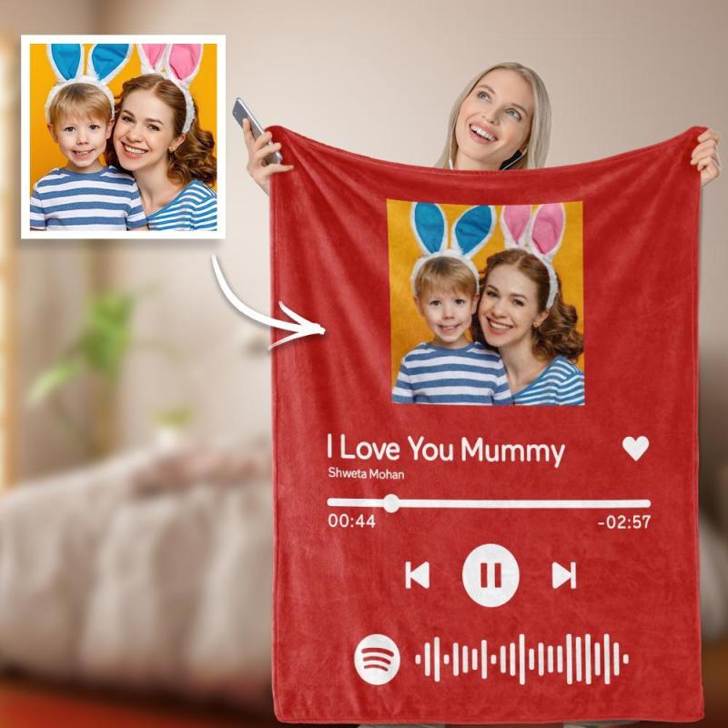 Personalizza la tua canzone preferita Coperte con codice Spotify Coperte  con foto di famiglia