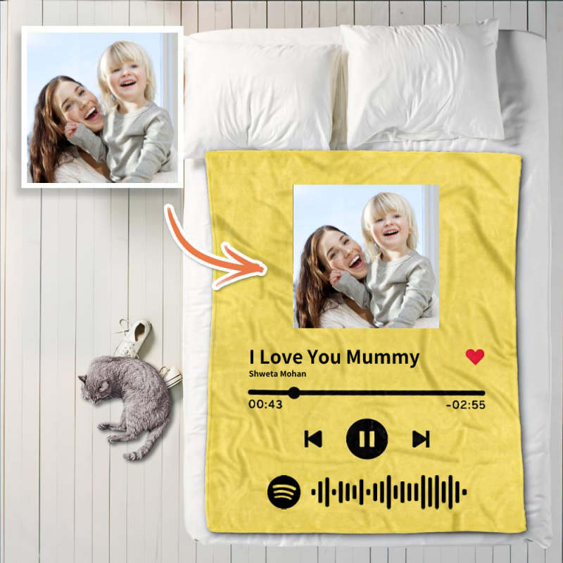 Coperta personalizzata con codice Spotify Coperte personalizzate con foto  del lettore di brani Regalo per la festa della mamma