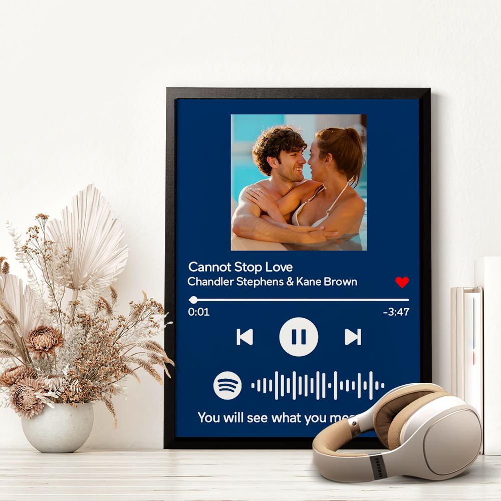 Personalizzato Spotify Code Music Cornice in legno dipinto con testo-b
