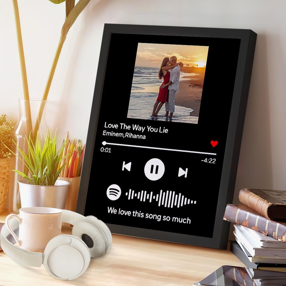 Personalizzato Spotify Code Music Cornice in legno dipinto con testo giallo