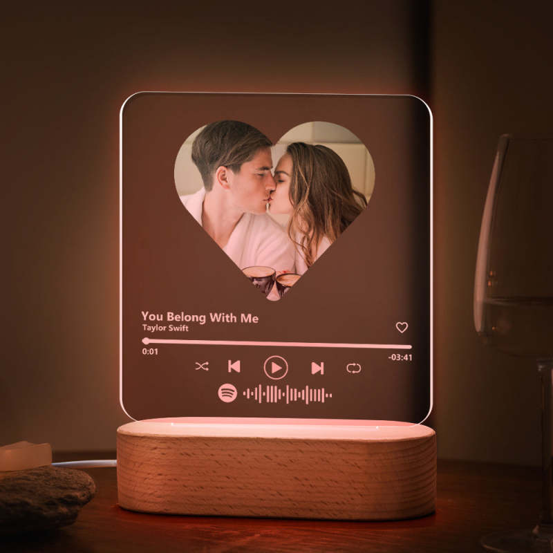 Lampada led personalizzata con foto e codice spotify luce multicolore