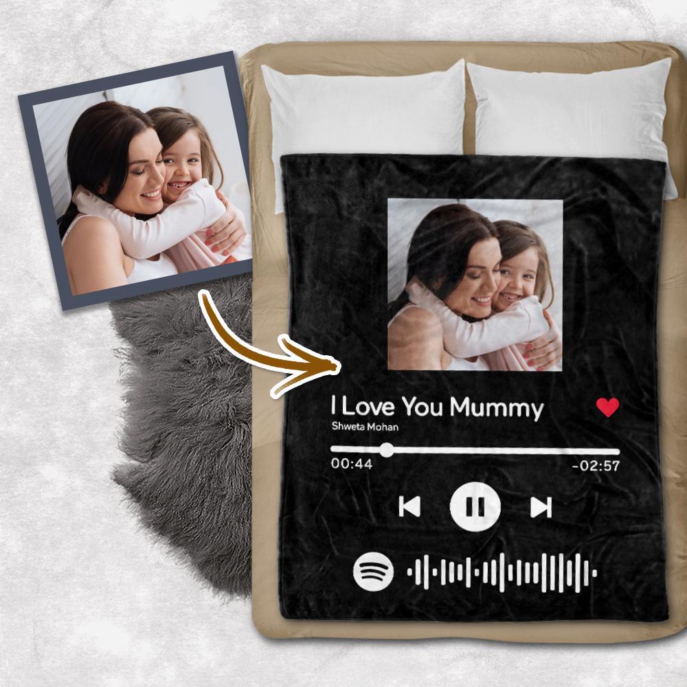 Personalizza la tua canzone preferita Coperte con codice Spotify Coperte  con foto di famiglia