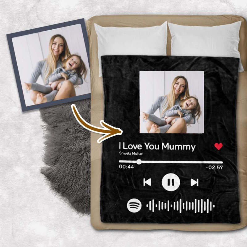 Coperta personalizzata con codice Spotify Coperte personalizzate con foto  del lettore di brani Regalo per la festa della mamma