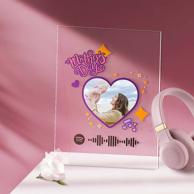 Quadretto Placca in Plexiglass per la Mamma Personalizzabile con Foto,  Dedica e Codice Canzone Spotify - Idea Regalo Festa della Mamma