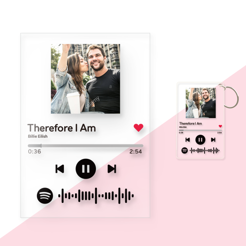 Vetro Spotify - Targa musicale personalizzata con codice Spotify(12cm x  16cm) Con lo stesso portachiavi gratuito(5.4cm x 8.6cm)