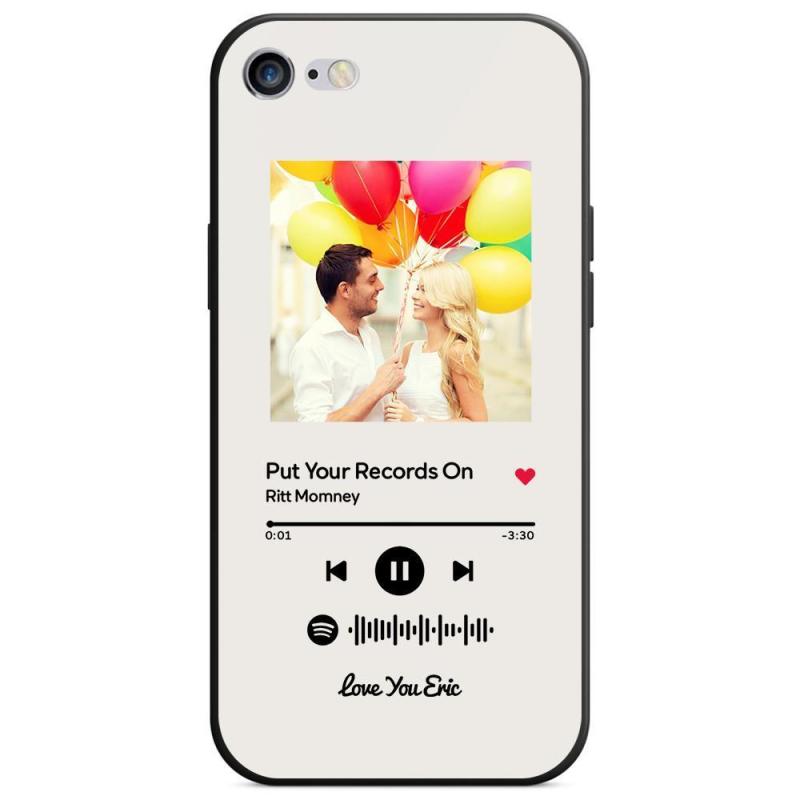 Cover personalizzata per iPhone Spotify Code Music con testo - bianca