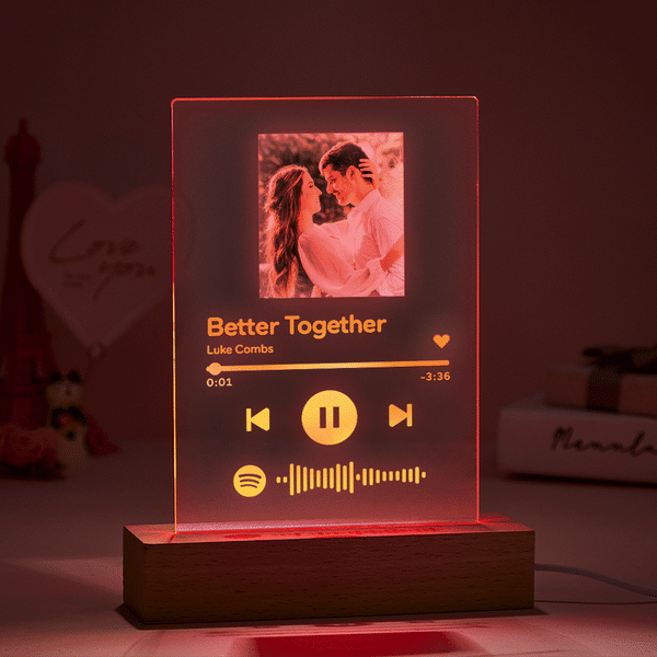 Placa personalizada de Spotify con texto, cubierta de álbum de canciones  personalizada con tu foto, placa de música personalizada luz nocturna para