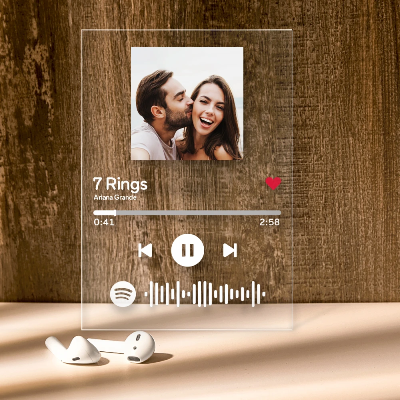 Placa de Spotify personalizada, marco código música, arte cristal
