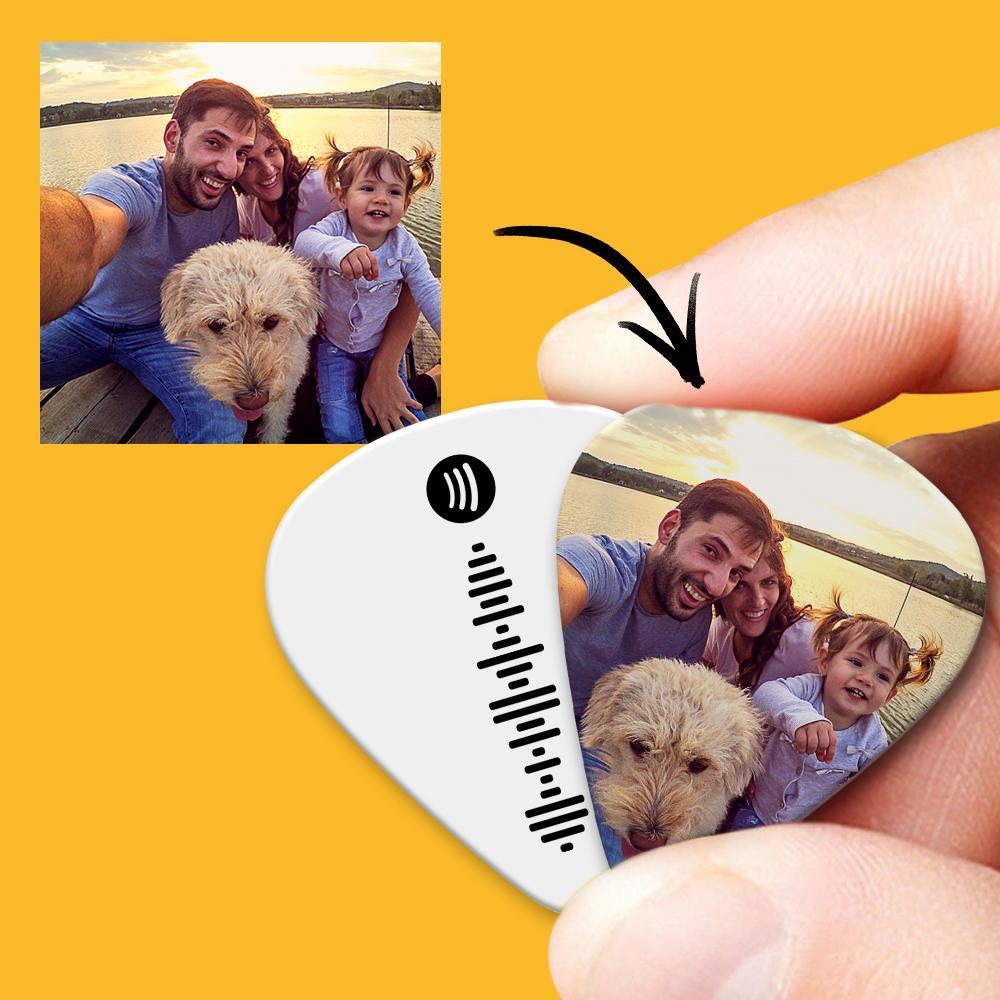 Spotify Music Code Guitar Pick 12Pcs Avec Photo - Blanc