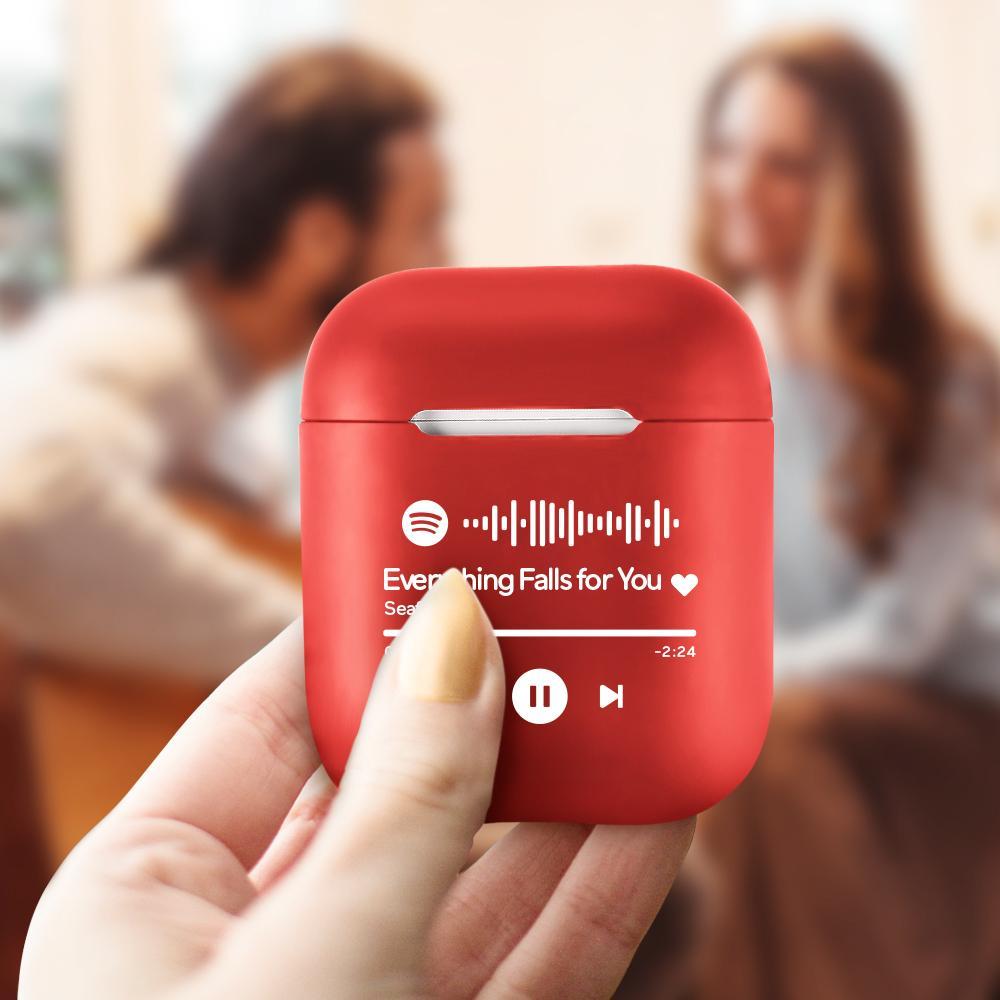 Étui pour Airpods 1/2 Code Spotify Scannable Personnalisé Rouge
