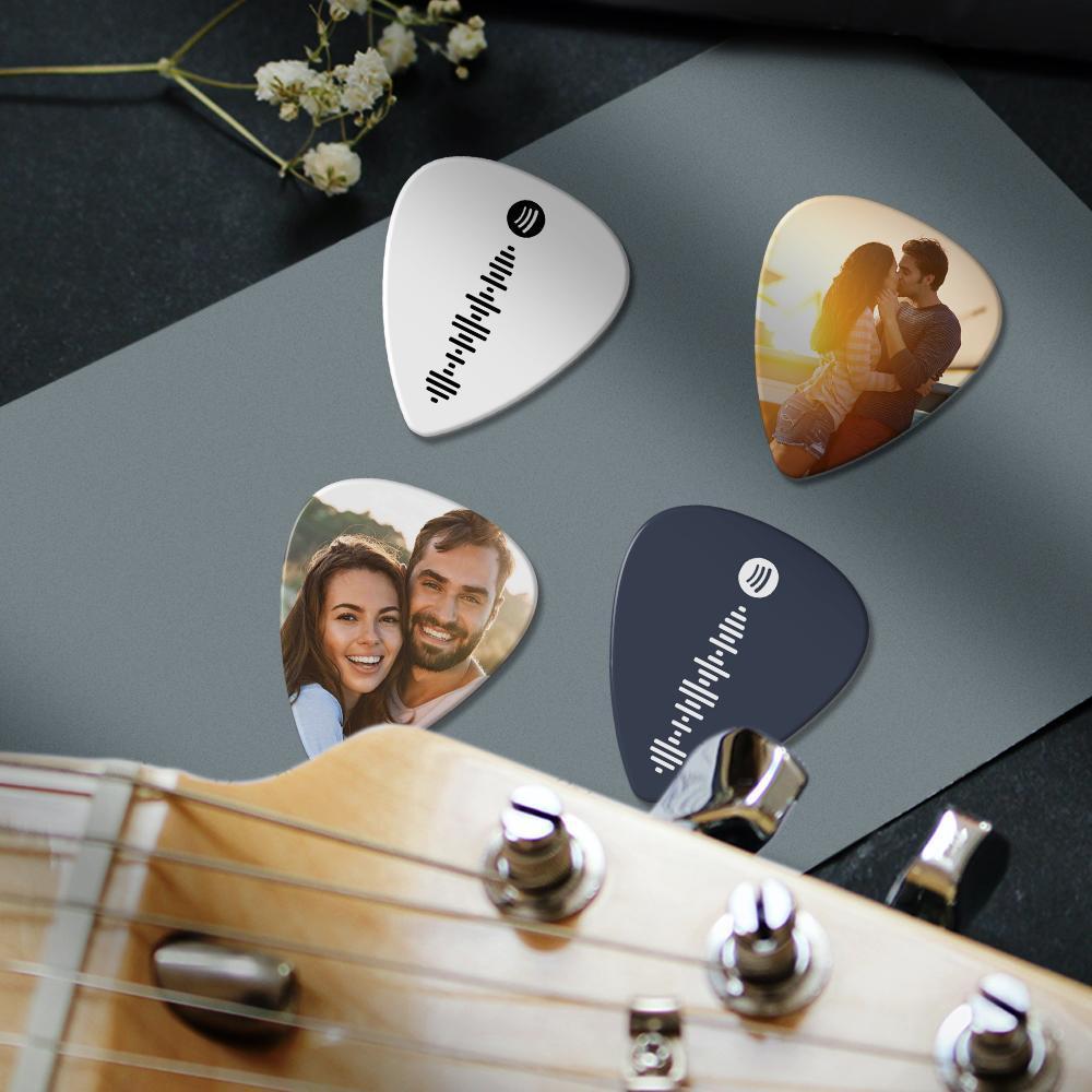 Spotify Music Code Guitar Pick 12Pcs Avec Photo - Blanc