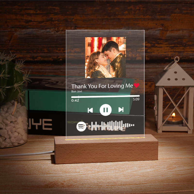 Veilleuse Spotify Plaque de chanson acrylique personnalisée Cadeau D' anniversaire
