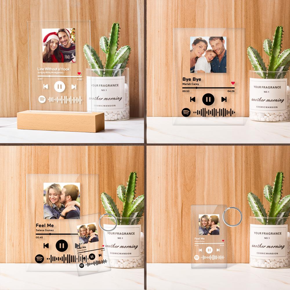 Custom Spotify Glass Plaque Personalized Photo Keychain Night Light  Gift For Lovers