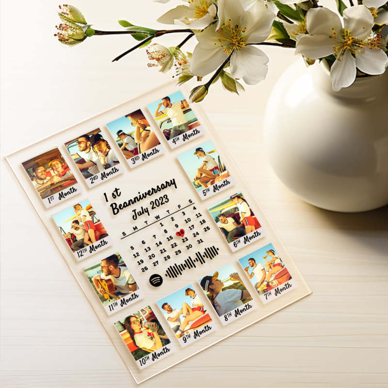 Personalised Wedding Day Calendar Glass Plaque Gift