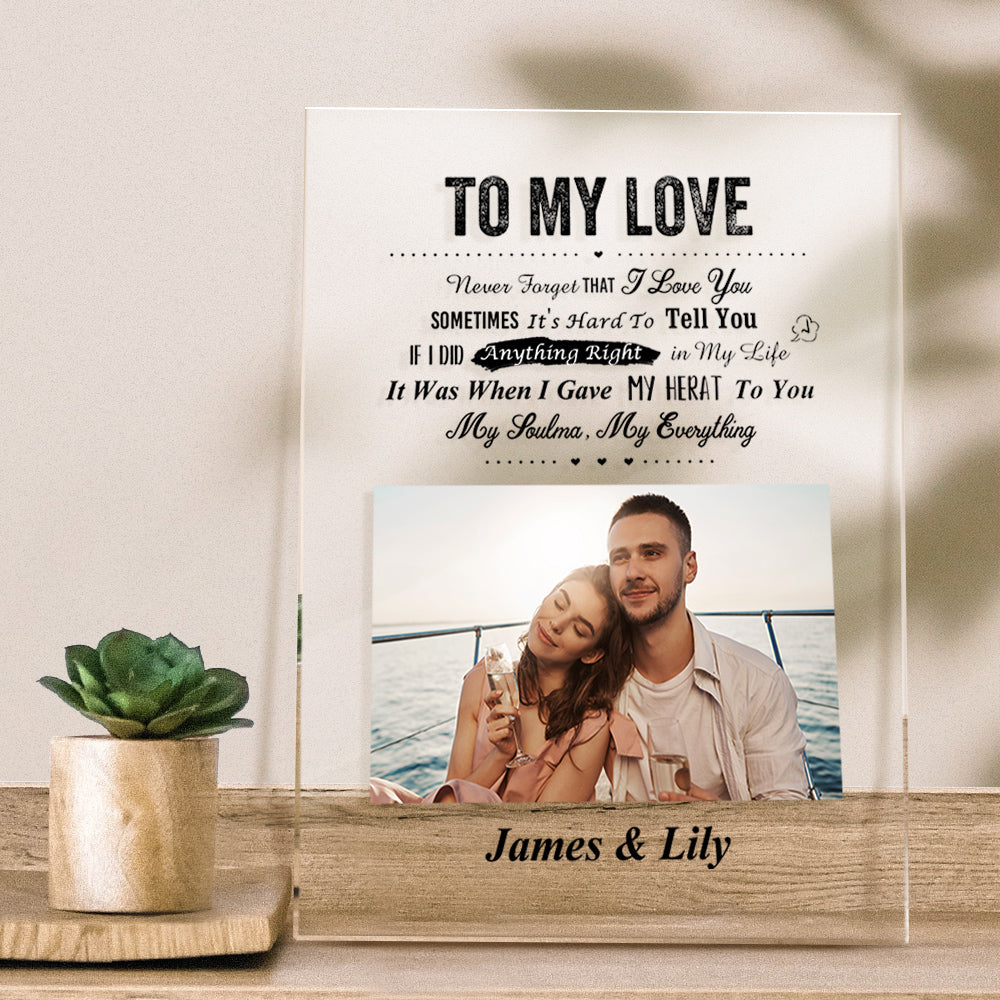 TO MY LOVE - Valentine's Day Gift Personalized Photo Plaque Anniversary Gifts For Girlfriend Valentine's Day Gift For Her