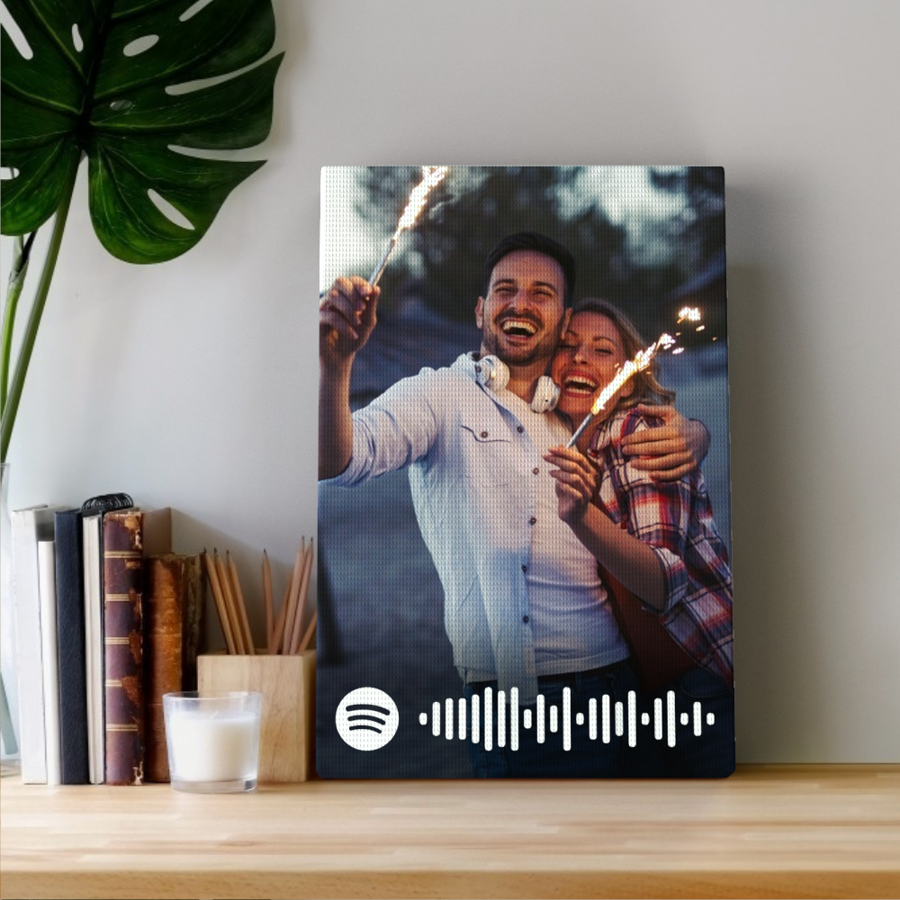 Personalizzato Spotify Code Music Cornice in legno dipinto con testo giallo