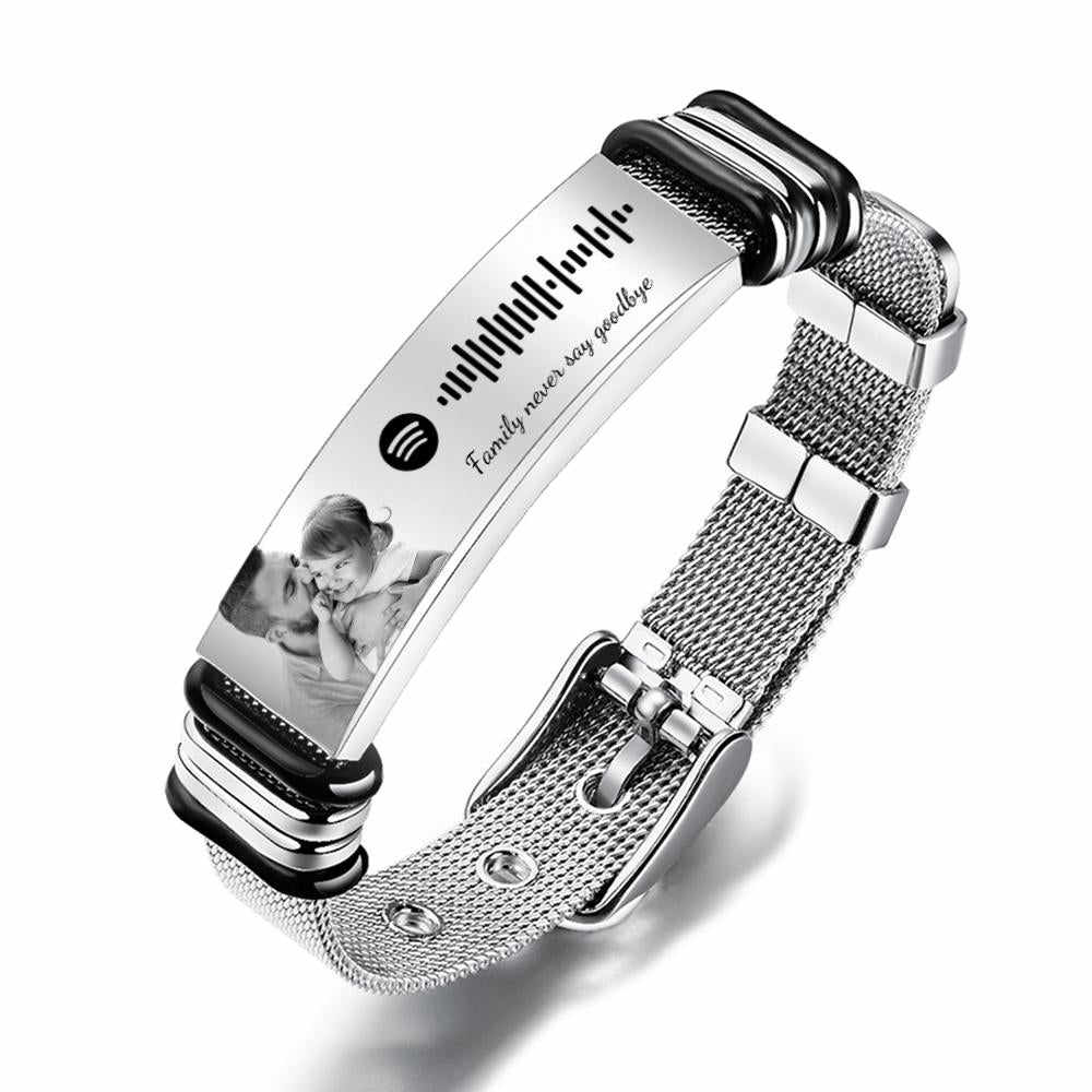 Personalized Music Code Bracelet with Your Photo Perfect Gift for  Father's Day