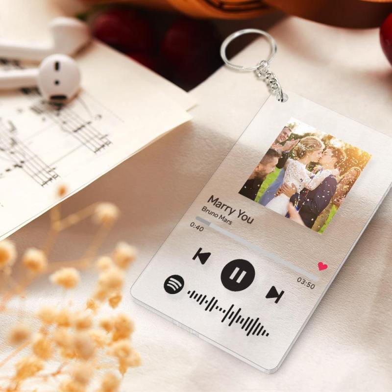Photo Keychain Custom Music Song Keychain Spotify Code Keyring with Picture  Gift