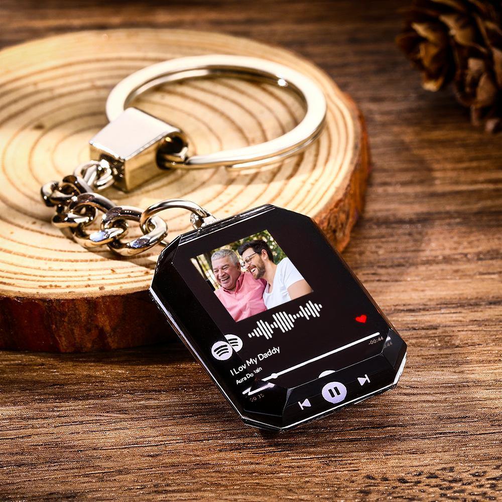 Custom Spotify Code Crystal Keychain | Photo Keychain Personalized Gift for Dad