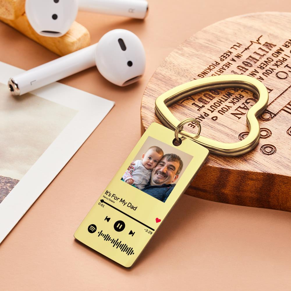 Custom Spotify Code Music Keychain Stainless Steel 2 Colors to Choose Gift for First Time Dad